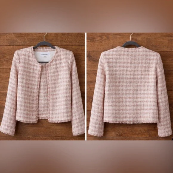 Calvin Klein Light Pink Tweed Blazer - Picture 2 of 4